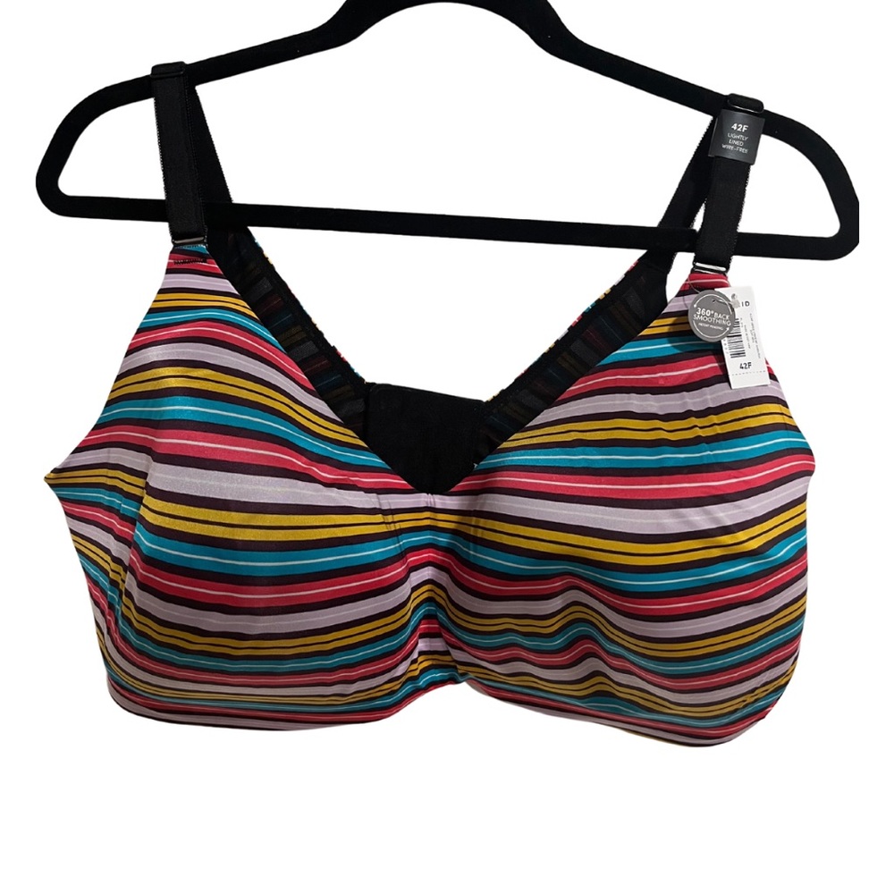 Torrid Curve 42F Lightly Lined Wire Free Mina Stripe 360 Back Smoothing Bra NWT
